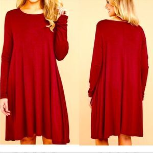 MTS Burnt Orange Longsleeve Pocket Swing Dress-L NWT!